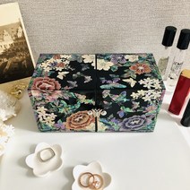 크리스탈 핑크 블랙 로즈 자개보석함 2단 4서랍 쌍합 자개함 외국내빈선물, 포장안함