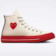 국내매장용 컨버스 CONVERSE 남성 여성 컨버스 X 꼼데가르송플레이 척70 프리스틴 A01794C 운동화 스니커즈 슈즈 신발 하이탑