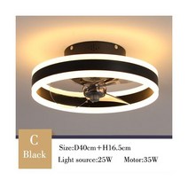 천정형선풍기 캠핑실링팬 천장실링팬 현대 간단한 천장 팬 투명 크리스탈 장식 LED 원격 제어 조명 침실 팬 램프, C black_RC Dimmable | 110V