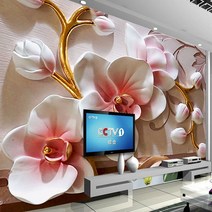 사용자 정의 모든 크기의 벽화 벽지 3D 양각 난초 꽃 사진 벽 서류 거실 TV 소파 배경 벽 홈 장식 벽화|mural wallpaper 3d|wall paper living, 1개, 1 ㎡