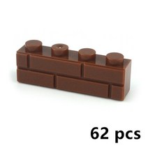 롱브릭타일 접착식파벽돌 파벽돌 DIY 빌딩 블록 벽 그림 벽돌 1x2 1x3 1x4 L 도트 교육 크리 에이 티브 건, 12 brown 1X4 62pcs