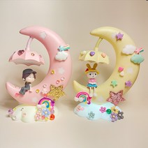 어린이무드등만들기 달무드등 초승달조명 데코덴 만들기세트, 남자아이 핑크초승달무드등