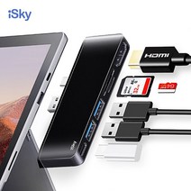 USB 허브 노트북 도킹 스테이션 ISky 마이크로 소프트 서피스 프로 7 허브 어댑터 도킹 스테이션 HDMI 호환 RJ45 LAN USB3.0 USB-C SD TF Surface Pro7 허브, 02 Black-NO LAN