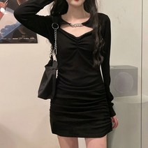 블링앤수 여성 라운드넥 볼레로 가디건 슬림핏 미니 원피스 KZZ704