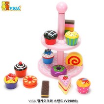 베이커리 가게놀이 원목 컵케이크와 스탠드 오감발달 어린이날선물 유아선물 유아놀이완구 색다른장난감