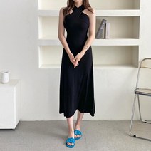 셀러허브(잡화) 여자 꼬임 홀터넥 슬림 여신 여성스러운 롱 원피스