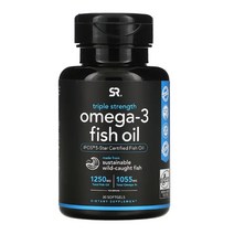Sports Research 미국직배송 스포츠리서치 트리플 피쉬오일 1250mg 오메가3 DHA EPA 30정 정품, 4개