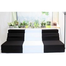 SEJEL.F (세젤에프) 5단 폴리 접이식 매트리스 빨아쓰는 고밀도 HR스펀지 싱글매트 소파베드 블랙 & 화이트 7.5CM, 브라운 & 퍼플