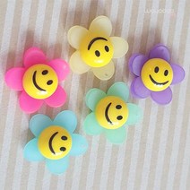 와요또 볼록 스마일꽃 펜던트 키링 부자재 만들기 재료, 분홍