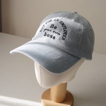 바비수 보스 레터링자수 데님워싱 남녀공용 볼캡