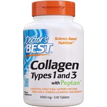 Doctors Best 닥터베스트 콜라겐 타입 1 and 3 with Peptan 1000mg 540캡슐, 1개, 540정