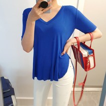 여리핏~ 실켓 브이넥 반팔 티셔츠 7color 차르르 레이온 사계절 활용 여성 티셔츠 꾸안꾸