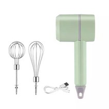 닭가슴살믹서기 초고속 진공블렌더 무선 레트로 미니믹서기 푸드프로세서 2021 새로운 휴대용 전기 식품 믹서 핸드 블렌더 3단 고성능 반죽 블렌더 에그 비터 핸드 믹서, 초록, 협력사