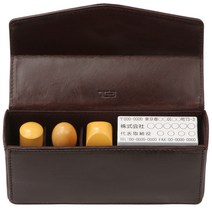 인감 케이스 법인 소가죽 가죽 [가죽 소믈리에 감수] 인감 3개 (대표인 은행인 각인) 고무인 (주소인 사판 회사인)(초코)