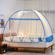 침대 원터치 모기장 원터치모기장 미세모기장 모기차단 간편설치 텐트모기장 모기장텐트, 에델바이스 블루