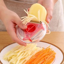 돌돌이채칼 파채기계 무 김장 채칼 야채 슬라이서 3in 1 매직 트리오 필러 세트 슬라이서 스테인레스 스틸, 03 green