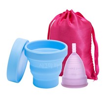 생리컵 여성 위생 생리 컵 의료 실리콘 생리 컵 살균기 여성용 생리 컵 살균 생리 기간, 1CupPurp-1SterGBlue (S size)