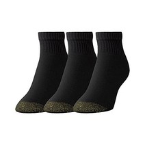 GOLDTOE 여성 울트라텍 쿼터 양말 3켤레, Black, Medium