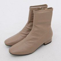 데이프릴 스퀘어 인조가죽 수제화 삭스 스판 앵클부츠 3cm