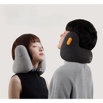 목베개 소음 감소 U자형 메모리폼 기내용 휴대용 목쿠션, 그레이-M 사이즈