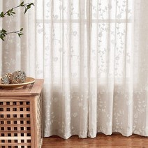 Fragrantex 시어 커튼 리넨 160cm(63인치) 길이 2패널 프린트 보태니컬 로즈 창문 패널 침실 및 작은 창문 농가 스타일 창문 트리트먼트 세트 로드 포켓 137.2c