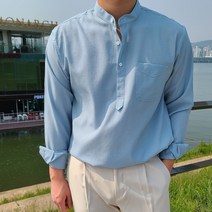 3Color 여름 남자 린넨 헨리넥셔츠