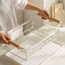 화이트 우드 물빠짐 식기건조대, 없음