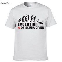스쿠버 다이버의 진화 다운 플래그 재미있는 블랙 티셔츠 남성 여름 코튼 탑스, 14 white_03 M