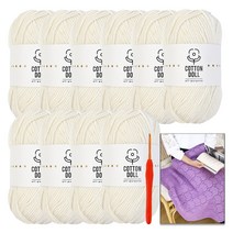 [니뜨] 코튼돌 뜨개실 (50g) x 10볼+ 모사용코바늘 5/0호(3.0mm)+코튼돌 아모르블랭킷도안, 2_아이보리