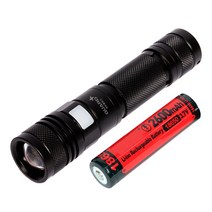 스트롱 줌인아웃 LED 미니랜턴 5가지 모드 CREE XM-L2 써치 라이트 해루질 등산 방수 손전등, 세트(후레쉬1개+충전지1개)