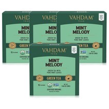 바담티 녹차 민트 멜로디 30g 15티백 Vahdam Teas Green Tea Mint Melody, 4팩