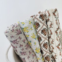 체리쉬홈 플라워 3중 거즈행주 키친크로스 겸용 핸드메이드 매직후크 포함, 잔꽃 내추럴 2중거즈, 단면 1겹