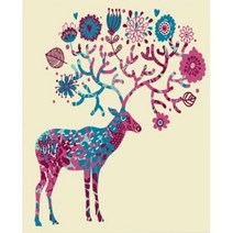 DIY명화 팝아트 유화 그림그리기세트 분홍 꽃사슴 중형, DIY명화 팝아트 유화 그림그리기