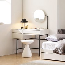 [23ss인기화장대] 파로마 라비르 원형거울 수납화장대 거울화장대 철제프레임 화장대, 화이트