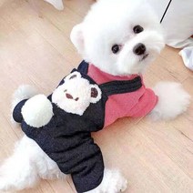 강아지 겨울 옷 티셔츠 애견의류 소형 개와 고양이용 귀여운 잠 부드럽고 통기성 개 액세서리 코트, 8.Bear Black Red - M3.25kg