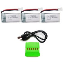 3.7v 400mah 드론배터리충전기세트, (X4) 400mah3개+6in1충전
