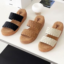 코르크 더블 웨지 통굽 슬리퍼(6cm) [X814]