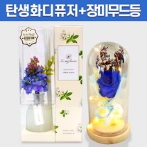 탄생화 디퓨저 선물세트 5월 탄생화 라일락 퍼플블루 + 장미 무드등 남자친구 여자친구 남사친 여사친 언니 선생님 직장동료 생일 집들이선물 실내 디퓨저 실내방향제 디퓨저, 자몽, 블루, 500ml