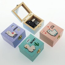 크리스마스 수동 오르골 나무 케이스 알파카 소품 선물, 단일제품
