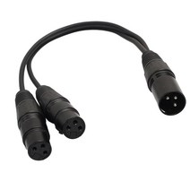 Xlr 마이크 오디오 커넥터 Y 스플리터 커넥터 3 핀 남성 - 2 여성 어댑터 1ft, 1 ft, 블랙, 합금