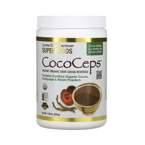 캘리포니아골드뉴트리션 슈퍼푸드 CocoCeps 오가닉 코코아 파우더 225g 동충하초 영지버섯 함유 칼륨 철분 식이섬유 단백질, 1개, 기본