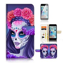 (for iPhone 8 Plus/iPhone 7 Plus) Flip Wallet Case Cover Screen Protector Bundle! A20256 Sugar Skul, 1