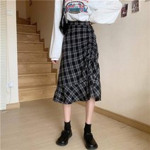 MOSAIRATION 홀린롱스커트 훌 호박 미디스커트 예쁜 치마 링클 밴드 주름 스커트 청스커트 청치마
