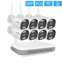 smar 무선 wifi 카메라 키트 3mp 양방향 오디오 ai 얼굴 감지 야외 보안 카메라 8ch nvr 비디오 감시 시스템 icsee, 2t, 8ch nvr 및 8 캠