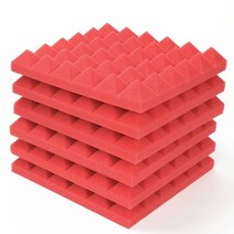 흡음제 방음제 스튜디오 어쿠스틱 폼 패널 방음 처리 룸 벽 테이프가있는 방음 폼 스폰지, 빨간색, 테이프가있는 12pcs
