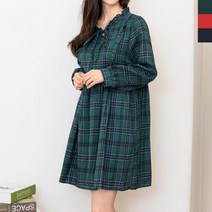 통통여성 몸매커버 프릴 체크원피스 20대여자 여행 편안한 여대생