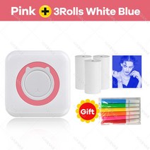 라벨기 휴대용 블루투스 미니 휴대용 감열식 프린터 용지 롤 57mm 포켓 사진 메모 목록 라벨 스티커, 04 PK add 3Blue Effect