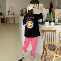 애플망고옷장 여성 오버핏 반팔 무지개스말 롱박스 캐주얼 여름 티셔츠