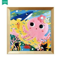 수란 3D 부조 DIY 명화 세트, 34x34cm+선물함+안료+화필x3, 해저 세계