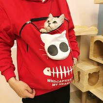 맨투맨 고양이 슬링백 캥거루 주머니 산책 외출 후드 점퍼, A타입XL